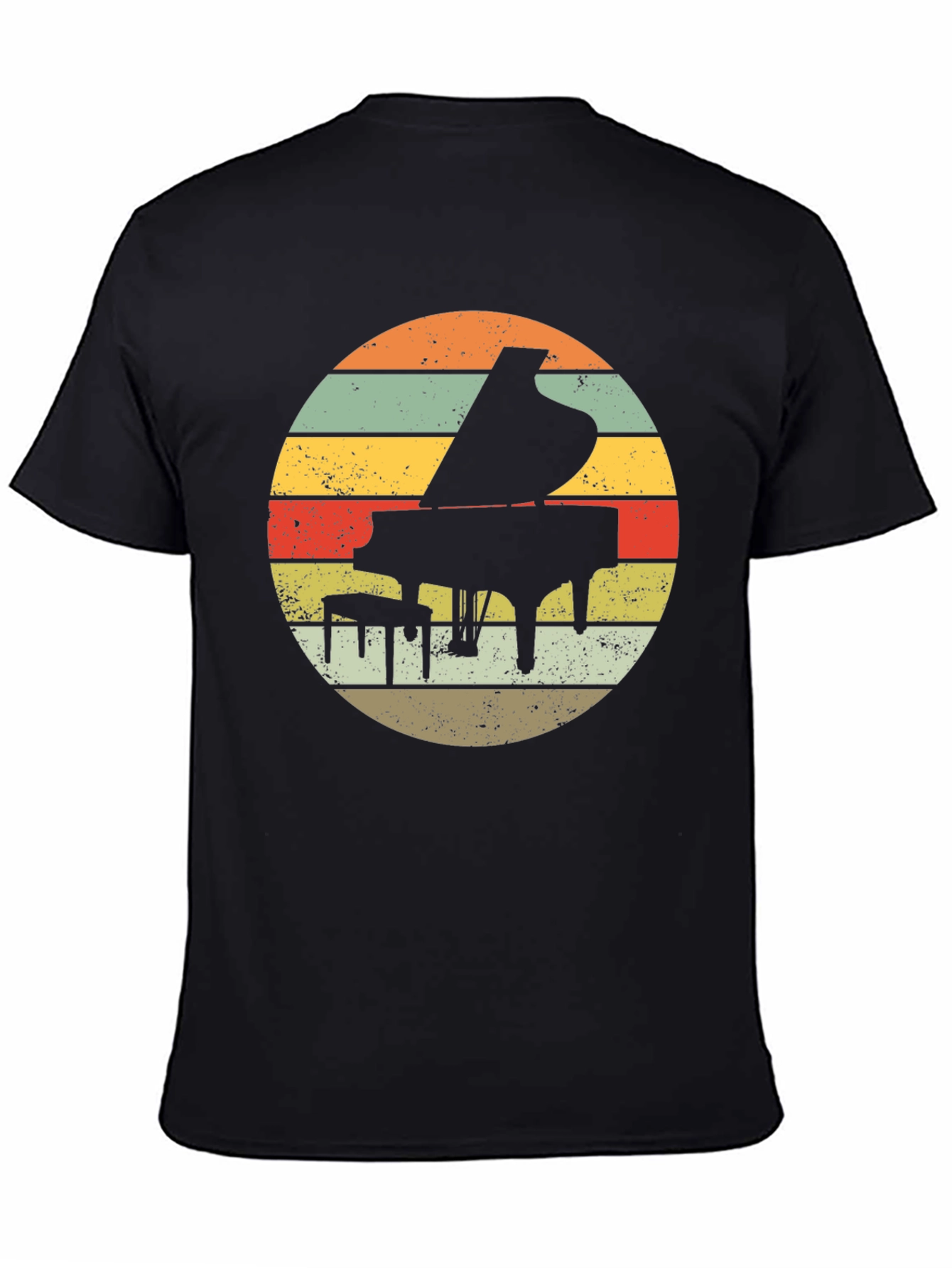Retro Piano Sunset Graphic T-Shirt