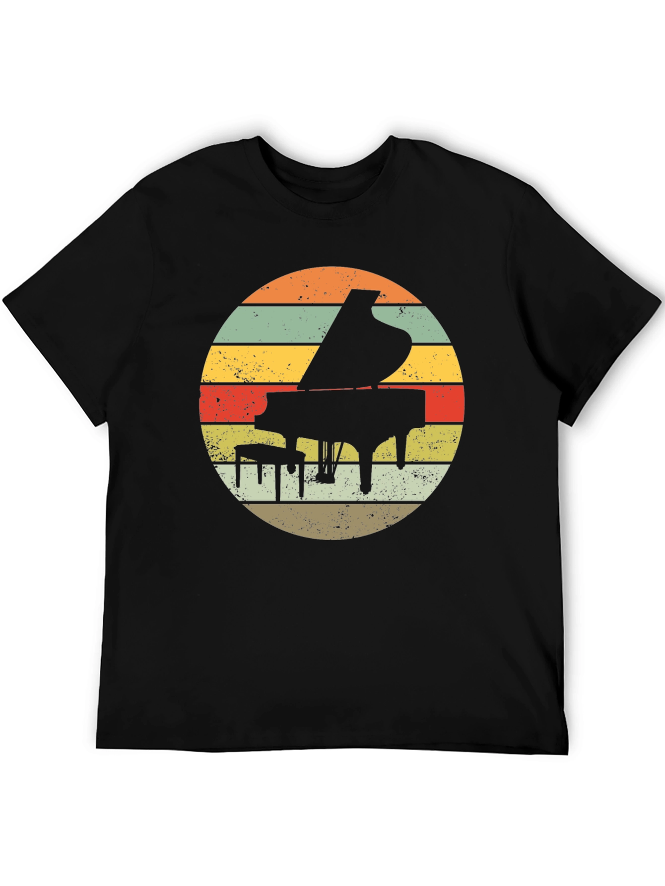 Retro Piano Sunset Graphic T-Shirt