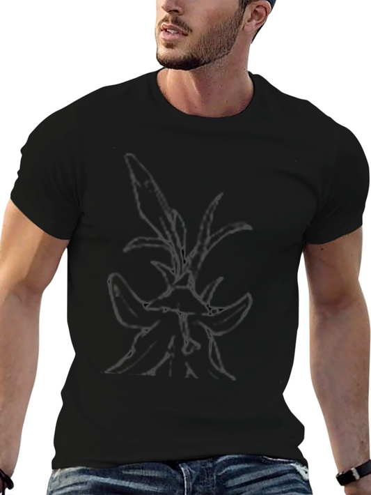 Mens Black Graphic Tee - Abstract Nature Design