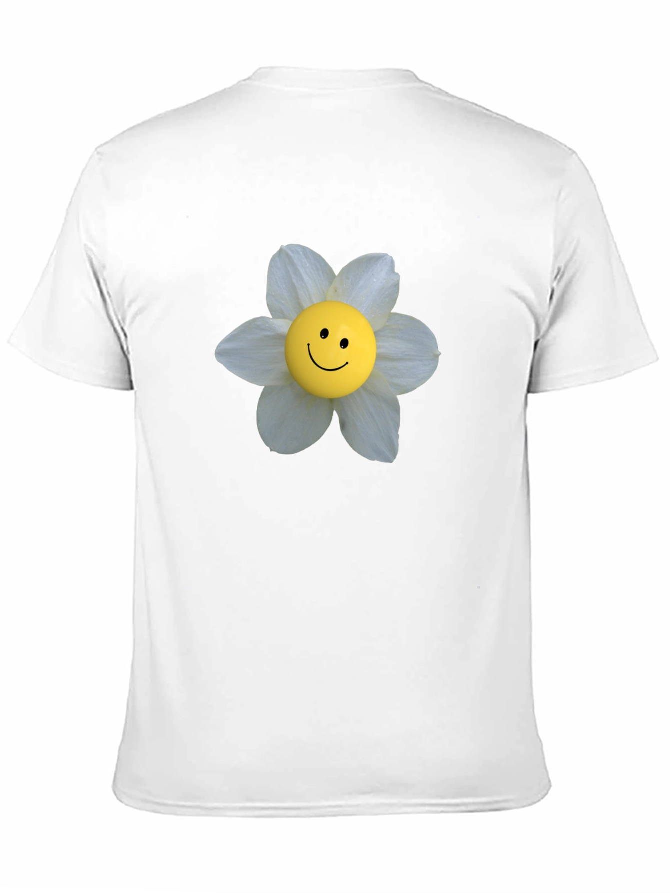 Smiley Face Flower Graphic Tee - Black