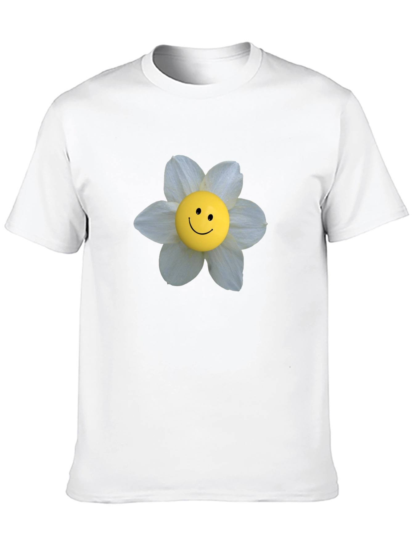 Smiley Face Flower Graphic Tee - Black