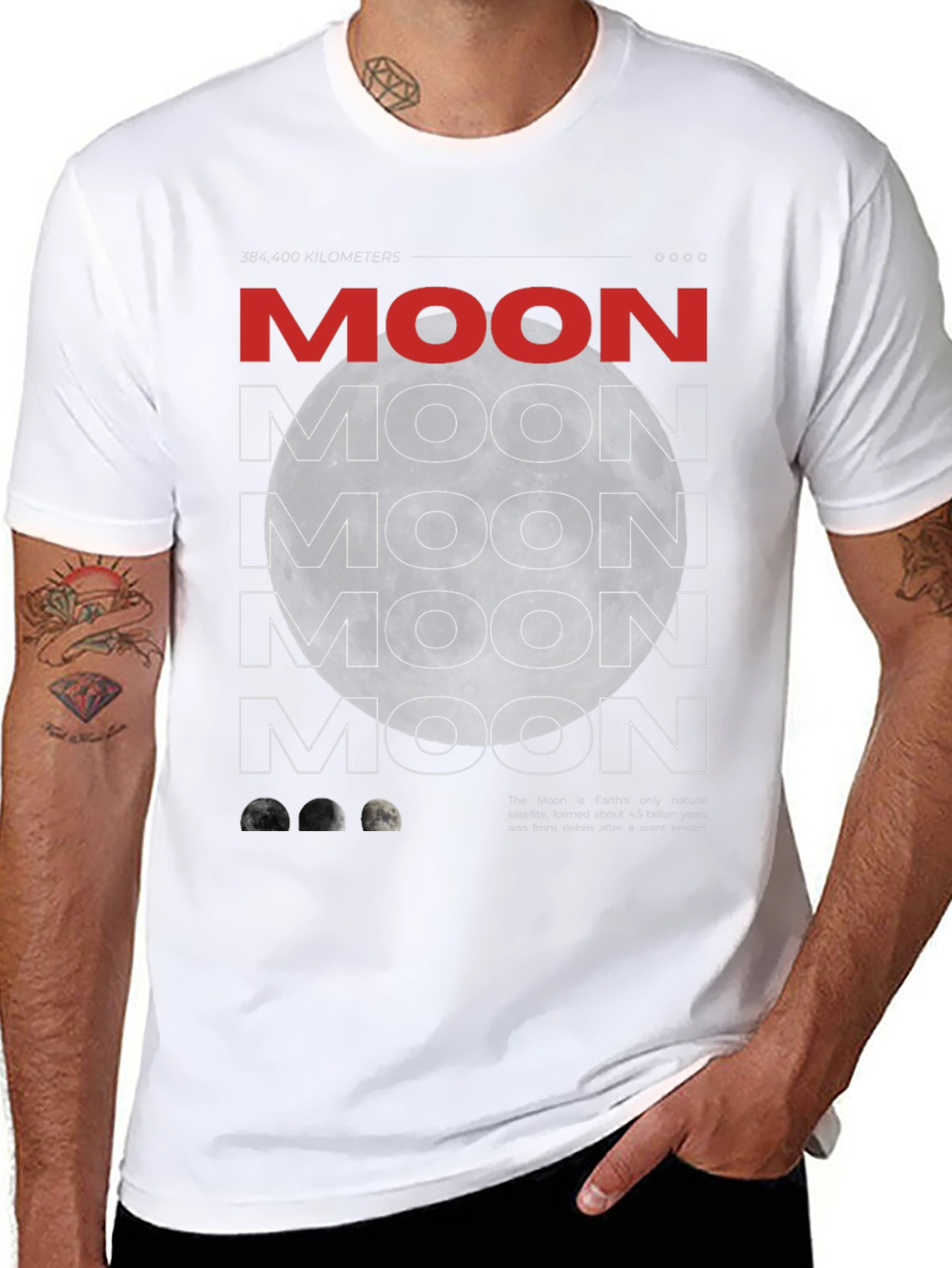 Moon Graphic Print Mens Black T-Shirt