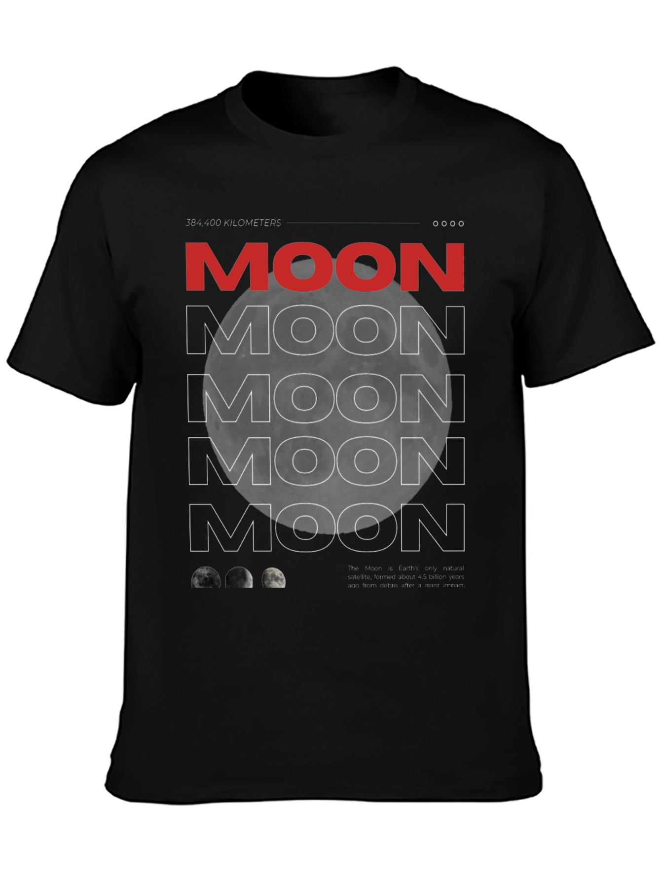 Moon Graphic Print Mens Black T-Shirt