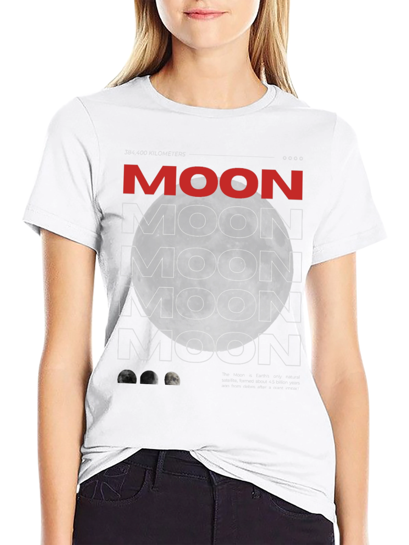 Moon Graphic Print Mens Black T-Shirt