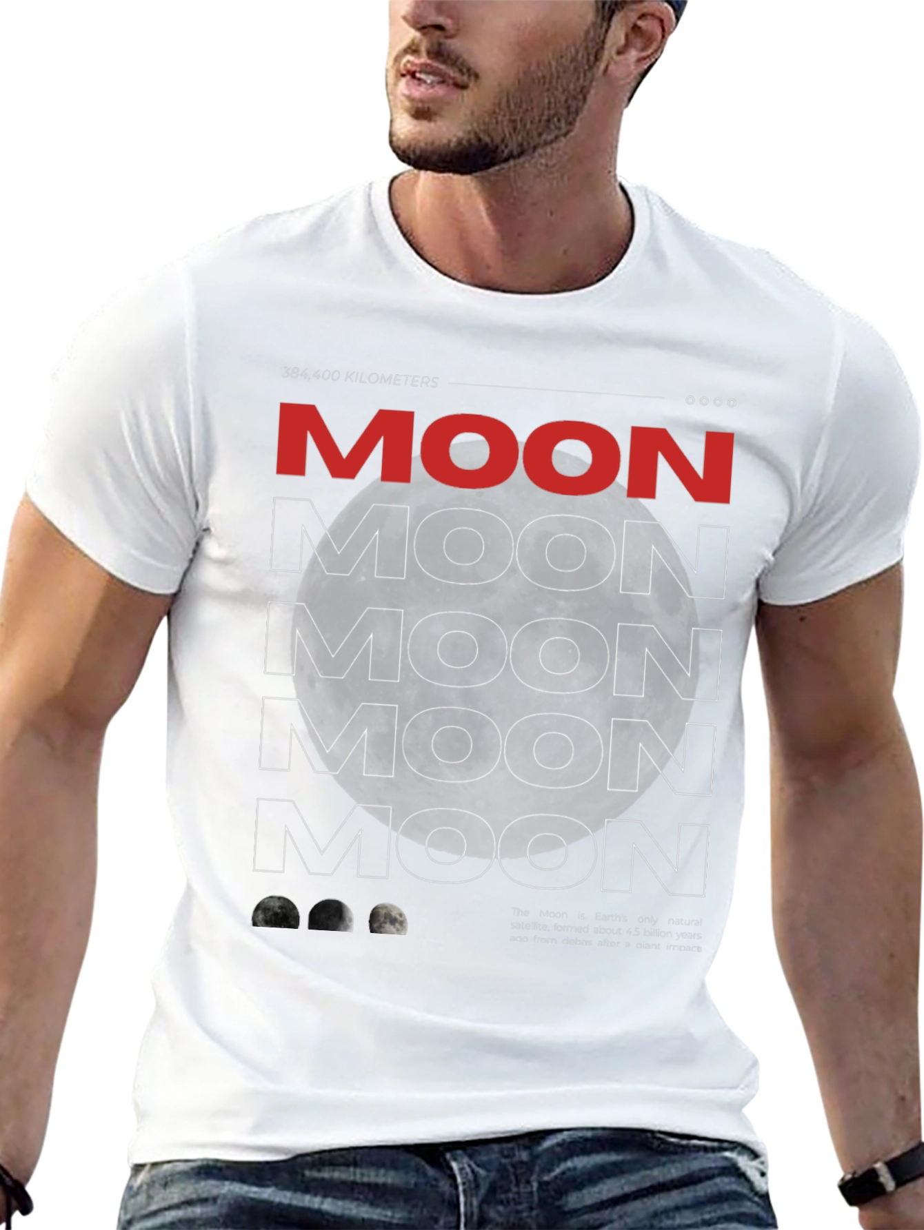 Moon Graphic Print Mens Black T-Shirt