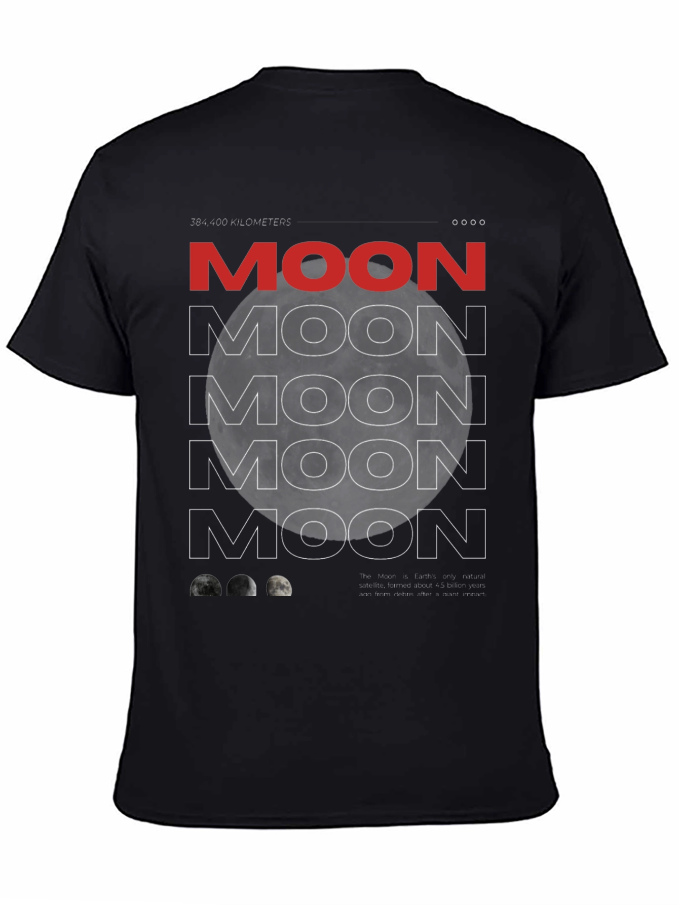 Moon Graphic Print Mens Black T-Shirt