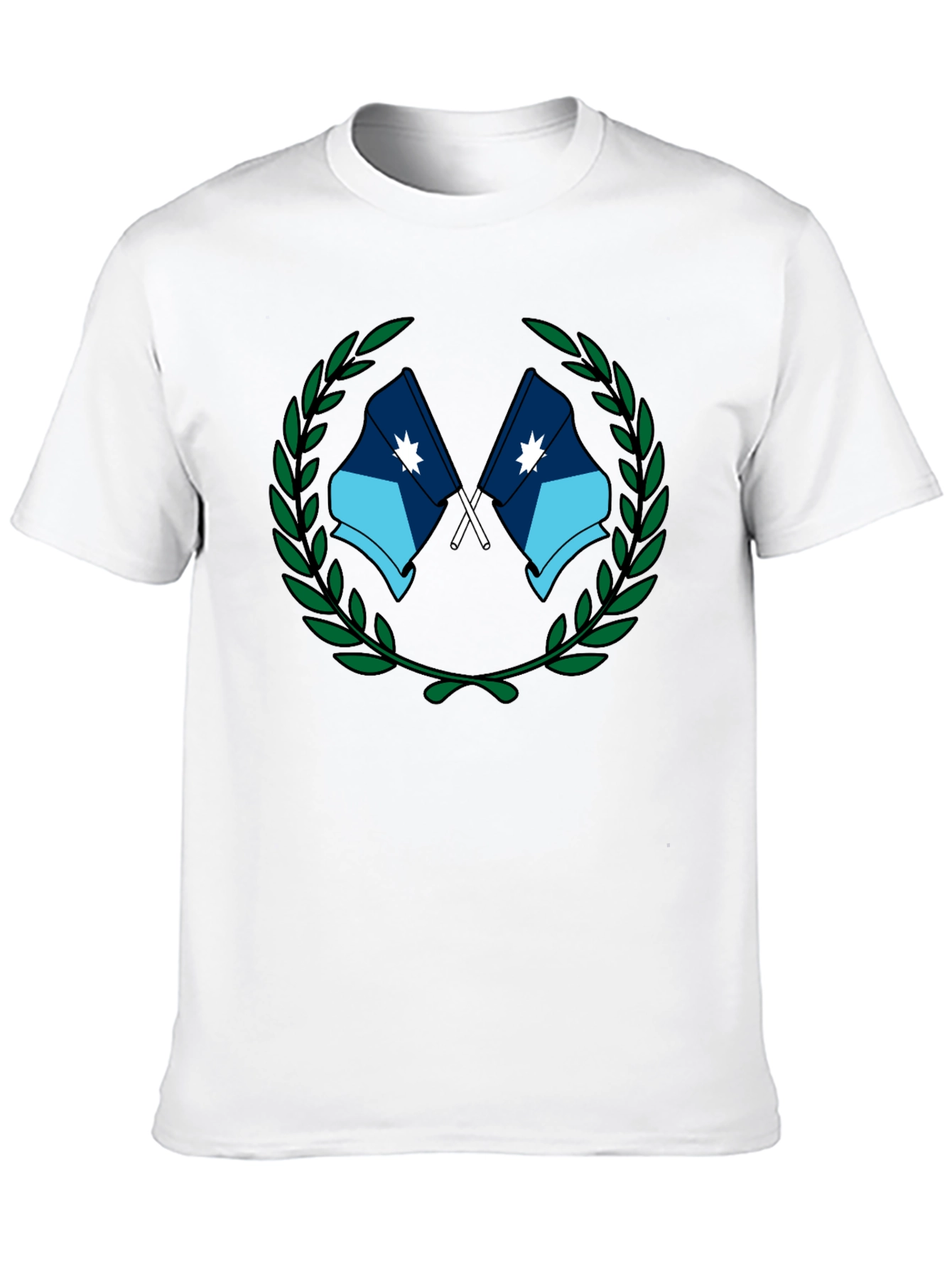 Graphic Tee - Crossed Flags with Wreath - Black