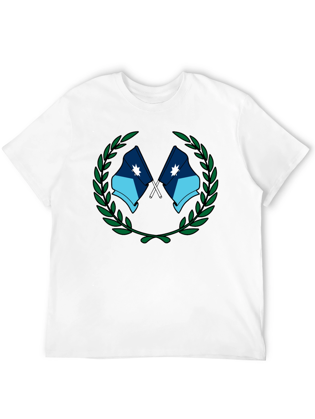 Graphic Tee - Crossed Flags with Wreath - Black