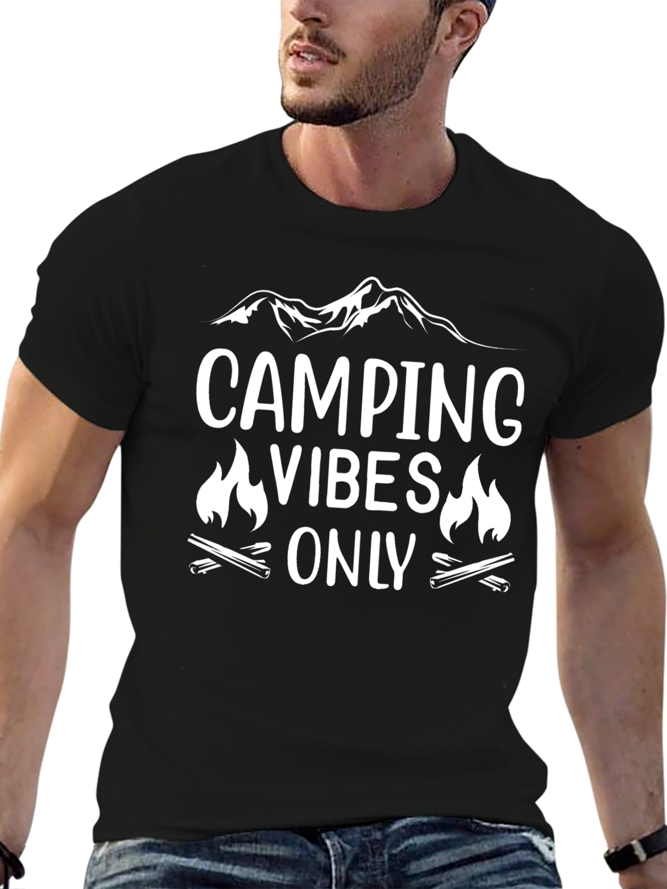 Camping Vibes Only Graphic Tee - Black Unisex T-Shirt