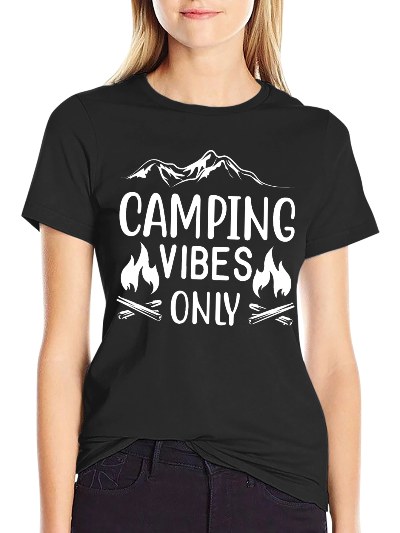 Camping Vibes Only Graphic Tee - Black Unisex T-Shirt