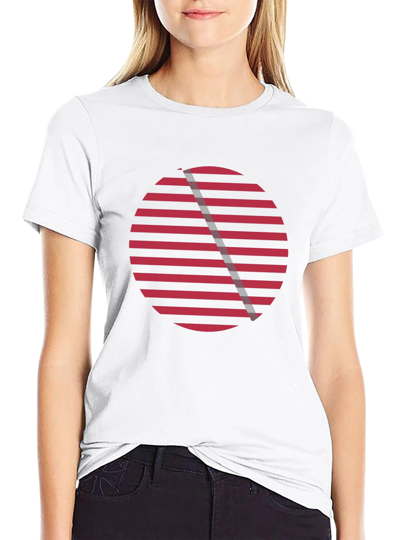 Red Striped Circle Graphic Tee - Stylish Casual Wear