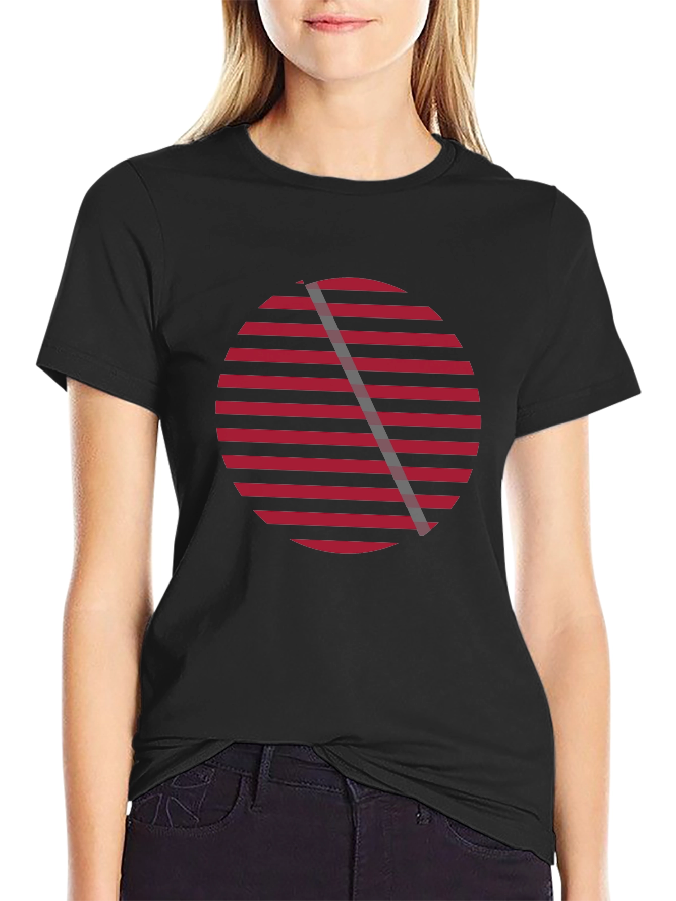 Red Striped Circle Graphic Tee - Stylish Casual Wear