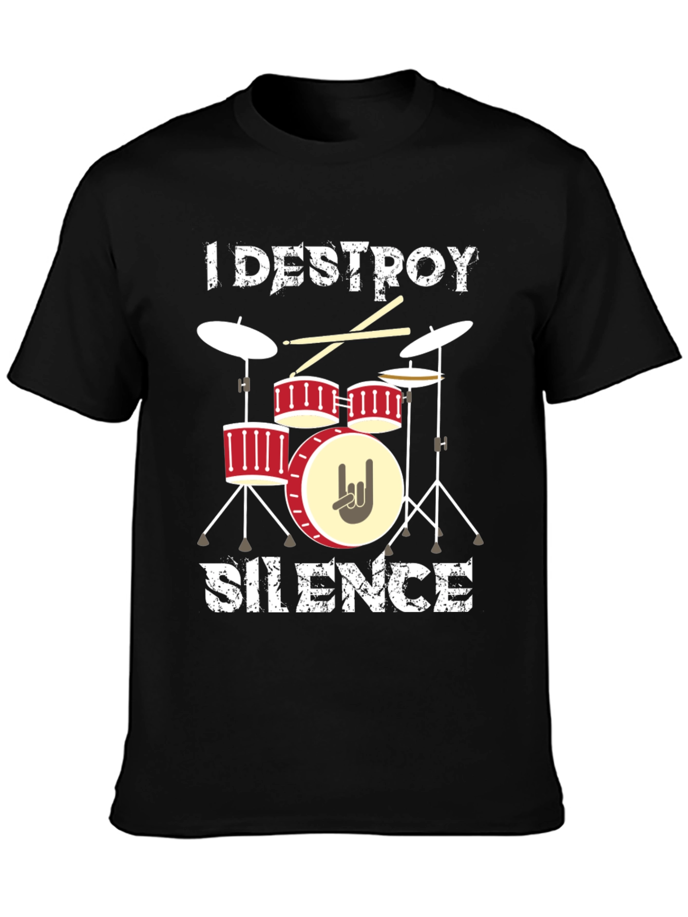 I Destroy Silence Graphic Tee Drummer Music Lover