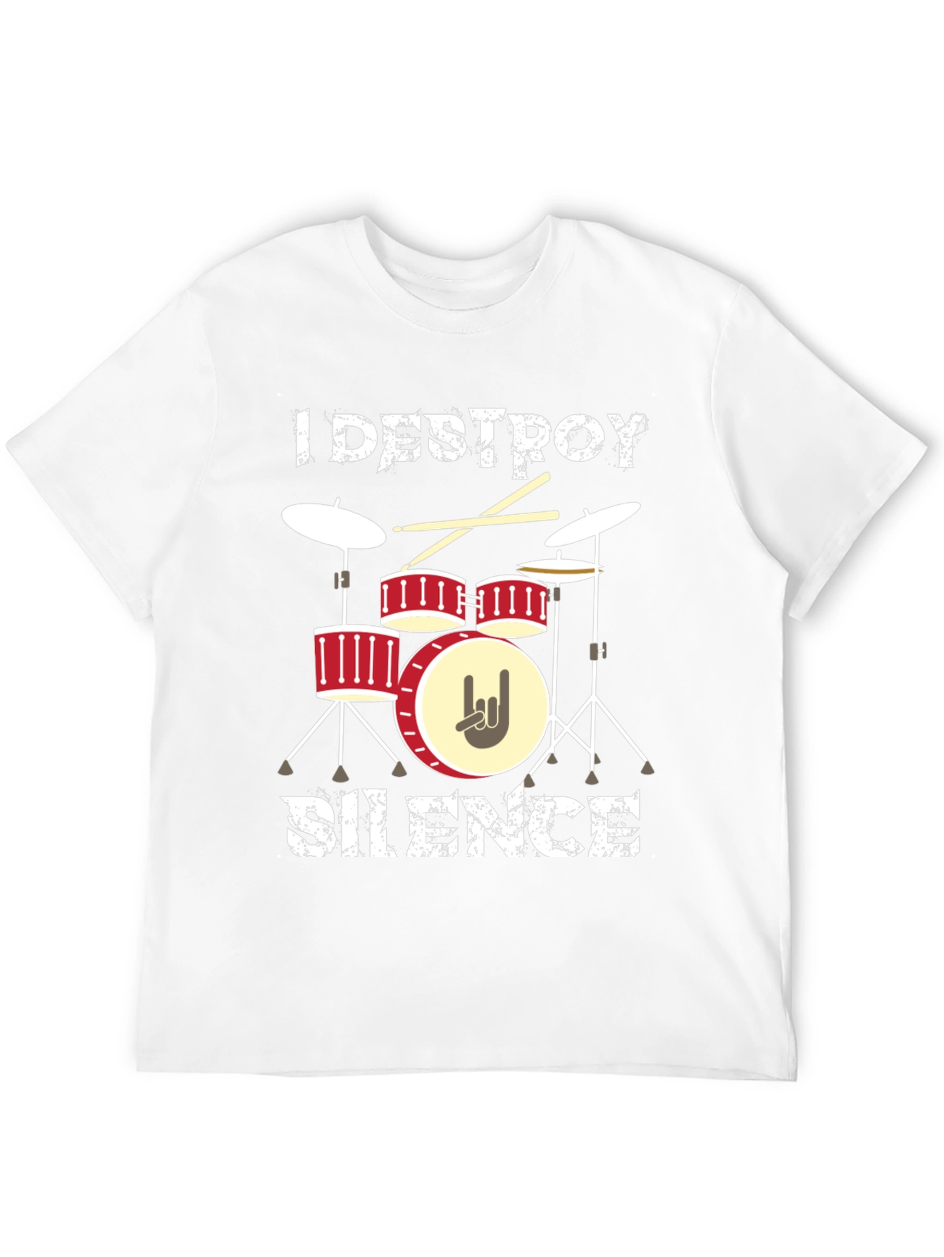 I Destroy Silence Graphic Tee Drummer Music Lover
