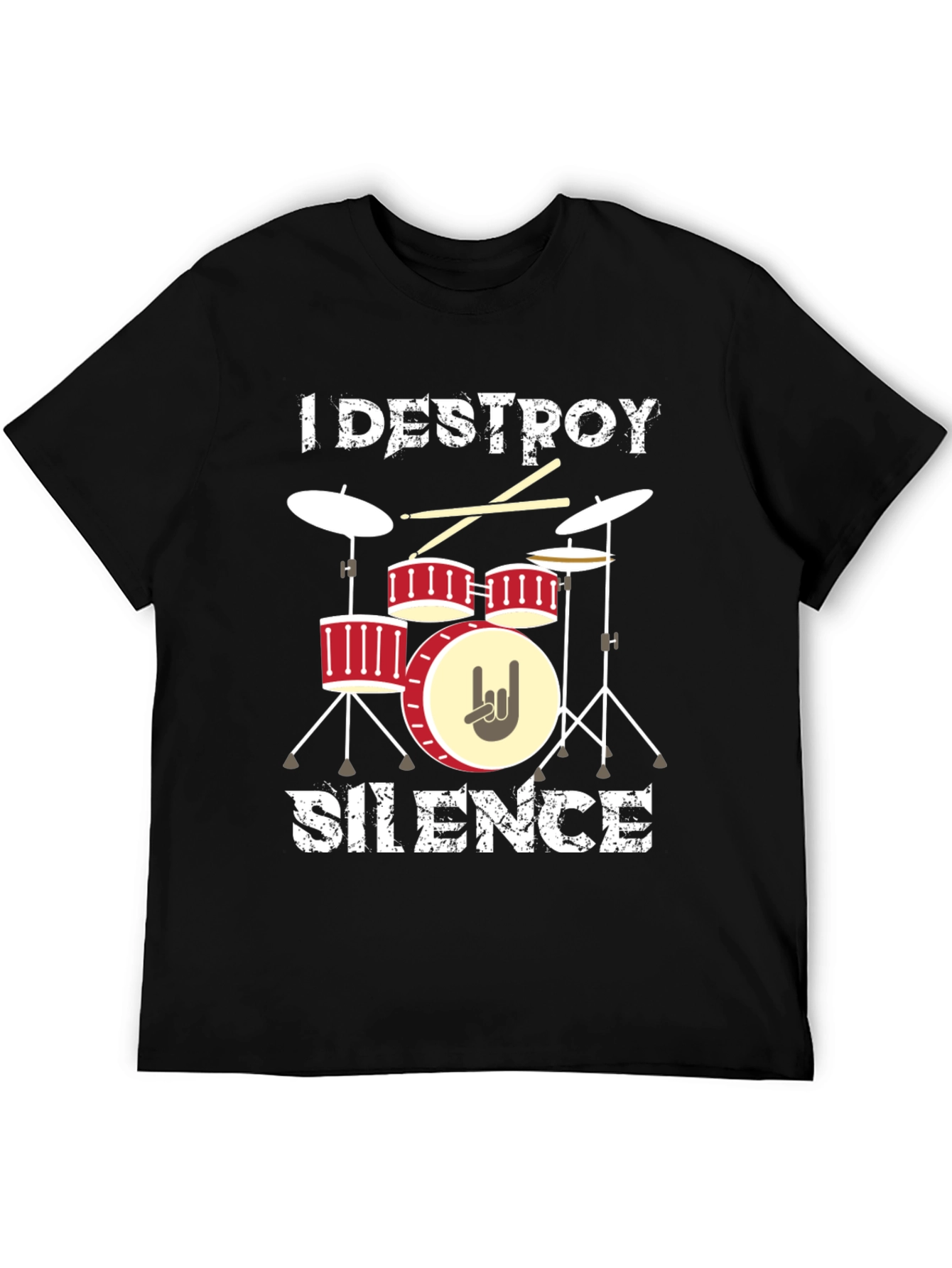 I Destroy Silence Graphic Tee Drummer Music Lover