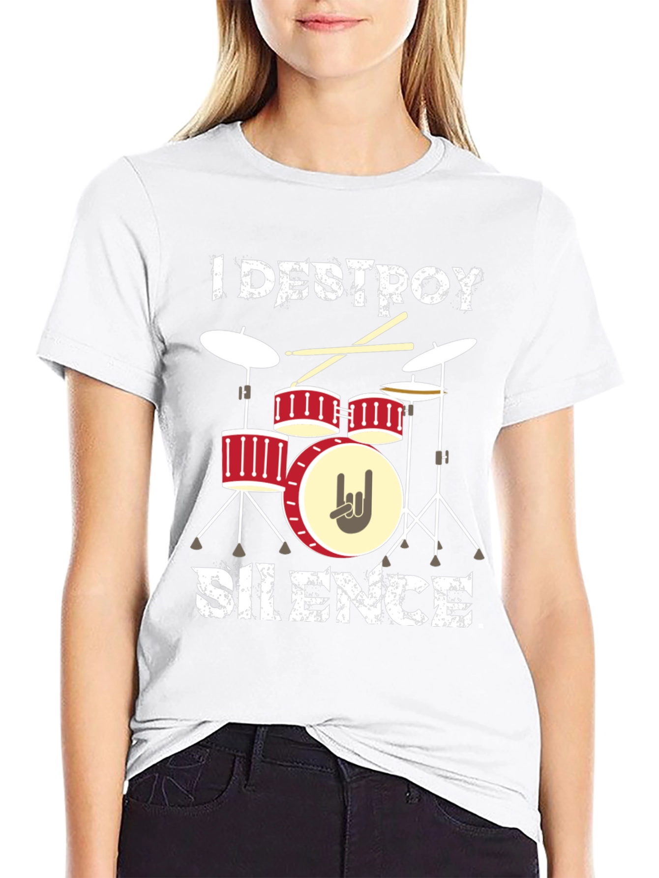 I Destroy Silence Graphic Tee Drummer Music Lover