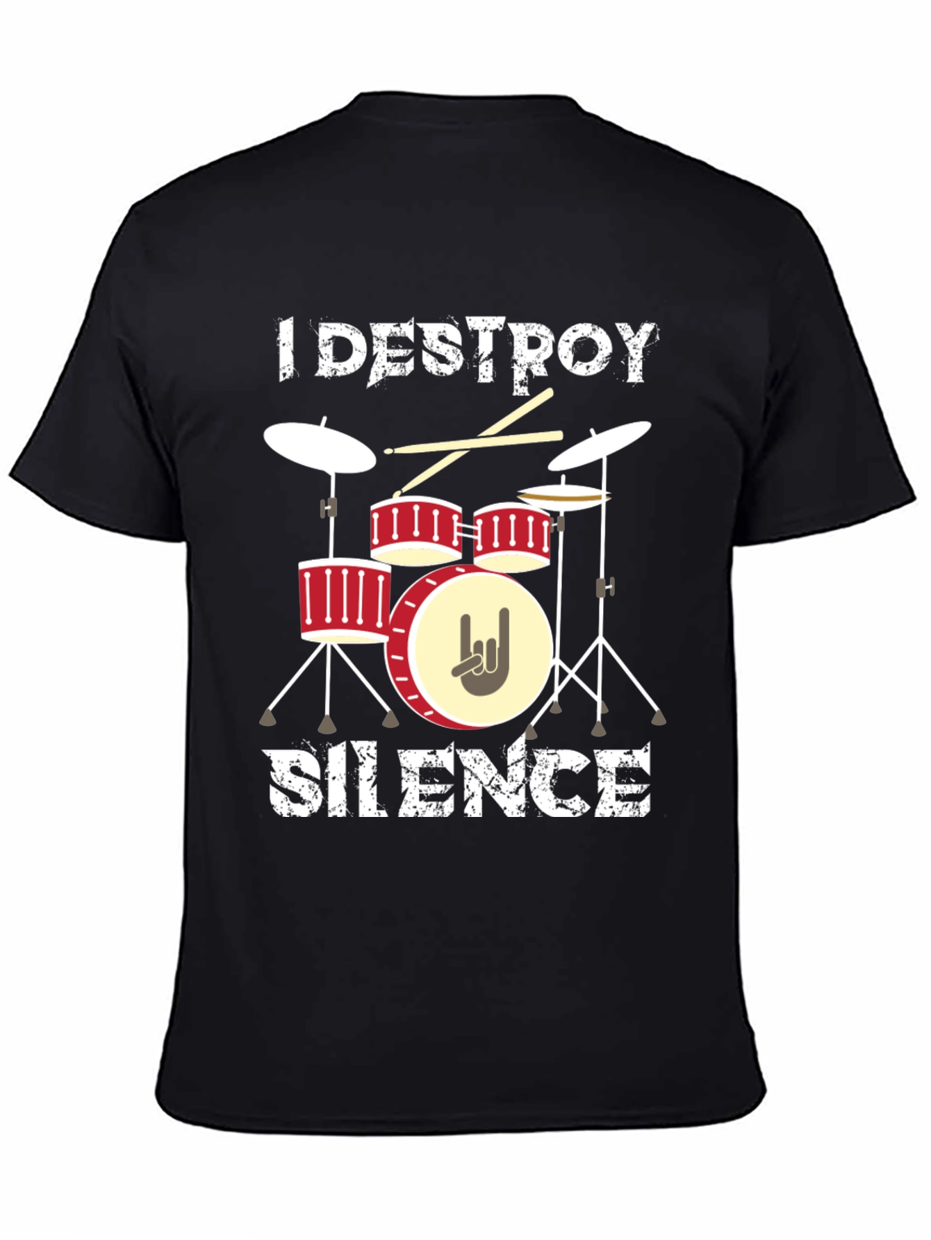 I Destroy Silence Graphic Tee Drummer Music Lover