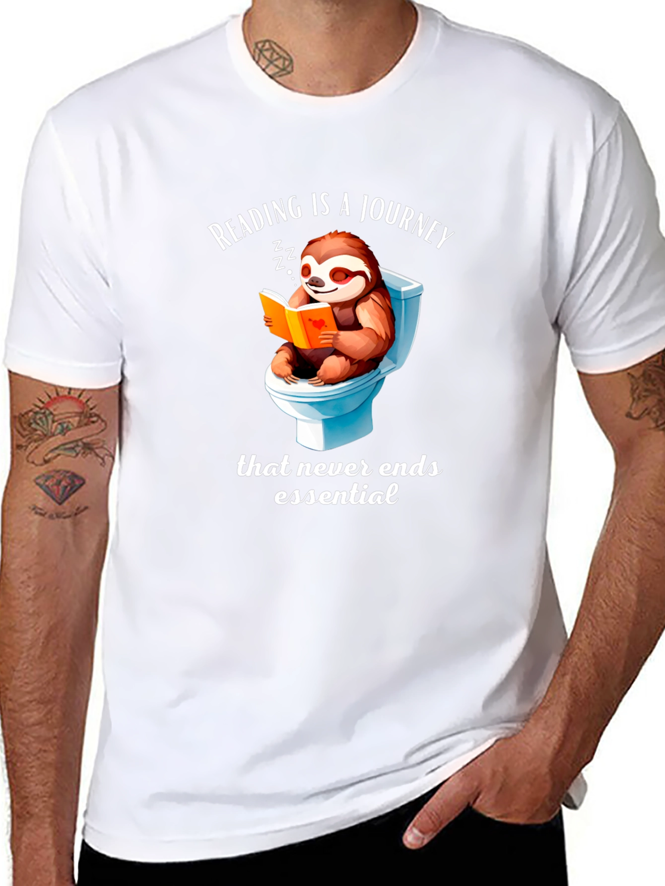 Funny Sloth Reading T-Shirt