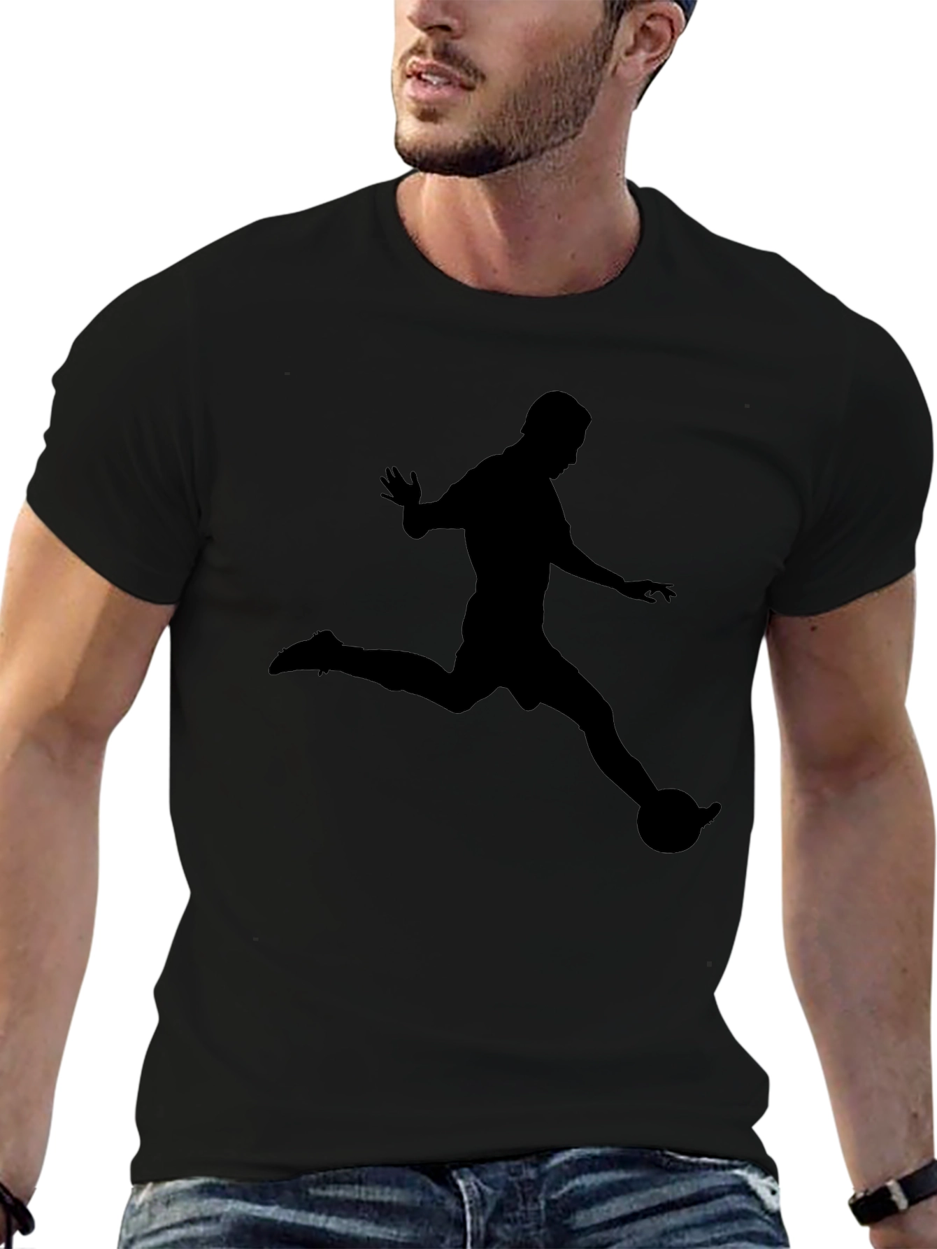 Mens Black Soccer Kick Graphic Tee