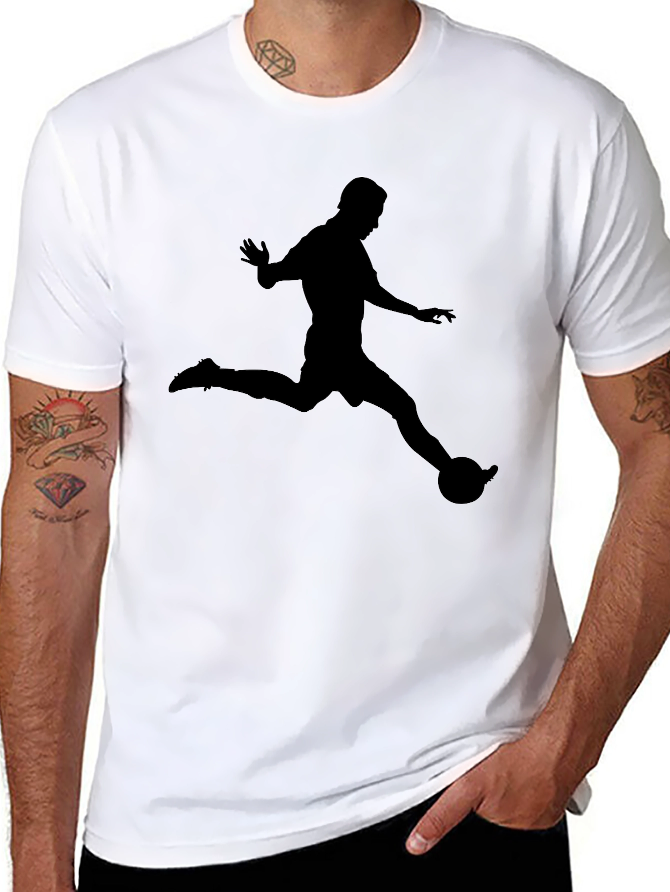 Mens Black Soccer Kick Graphic Tee