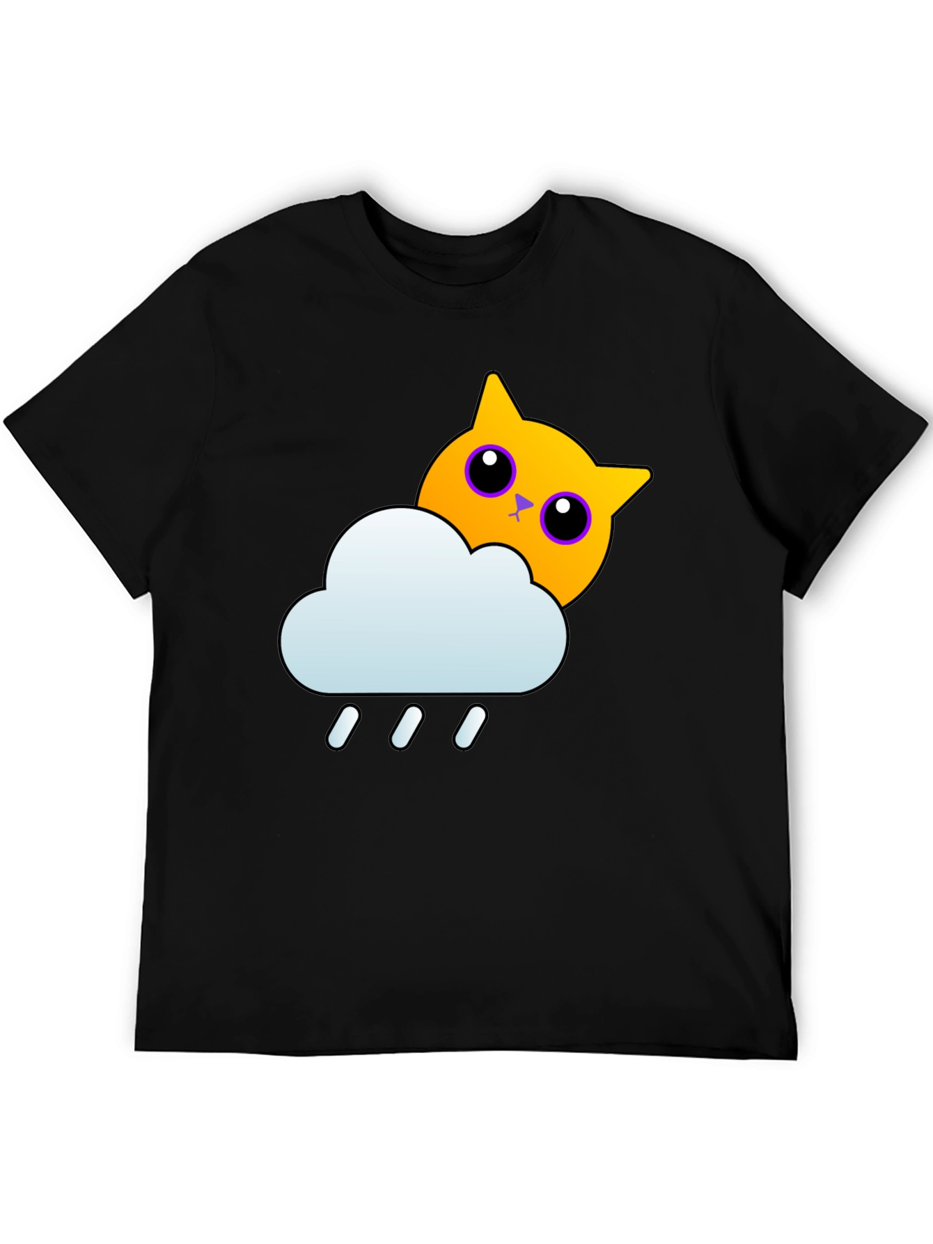 Rainy Cat Graphic Tee - Black T-Shirt