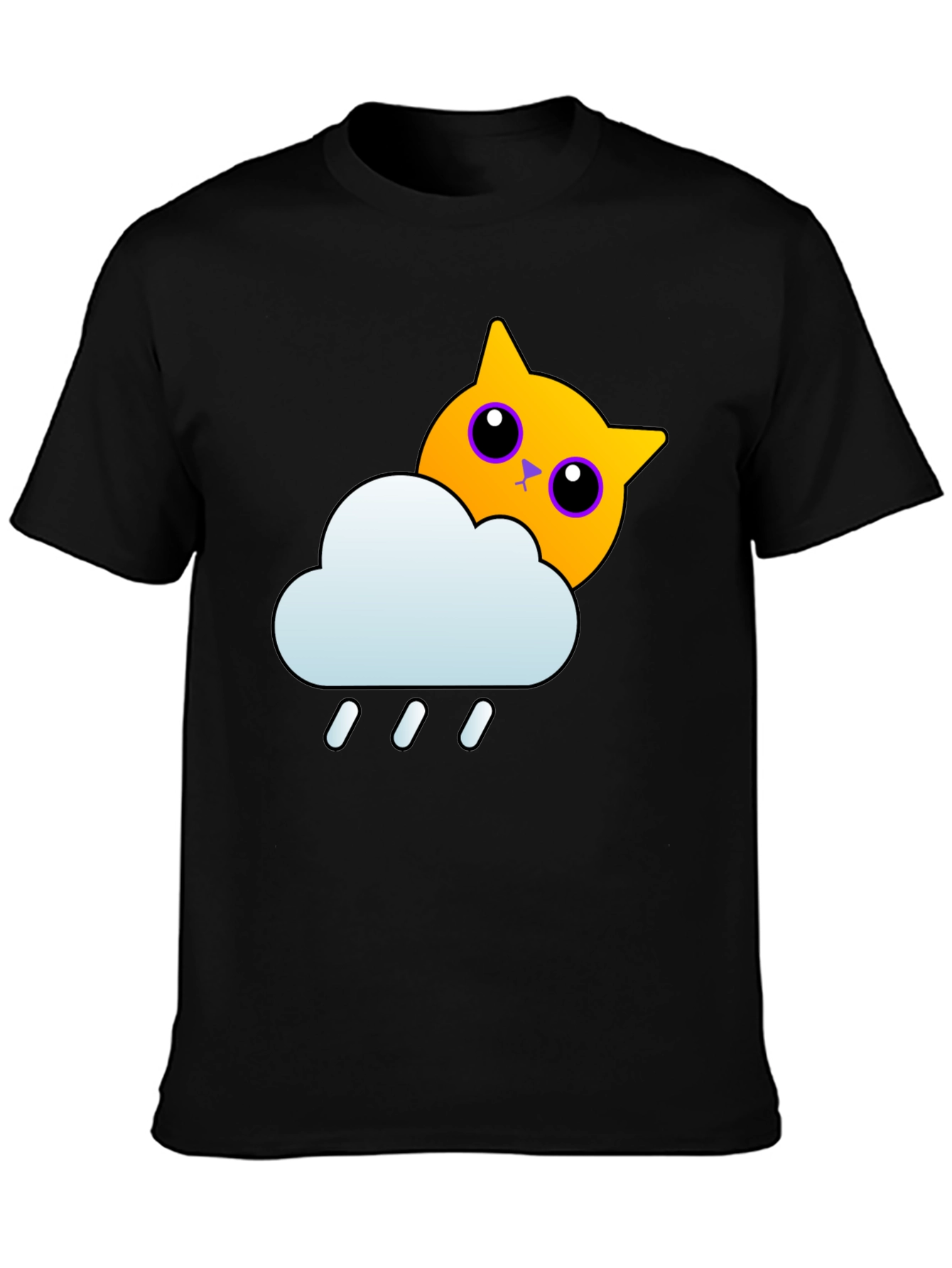 Rainy Cat Graphic Tee - Black T-Shirt