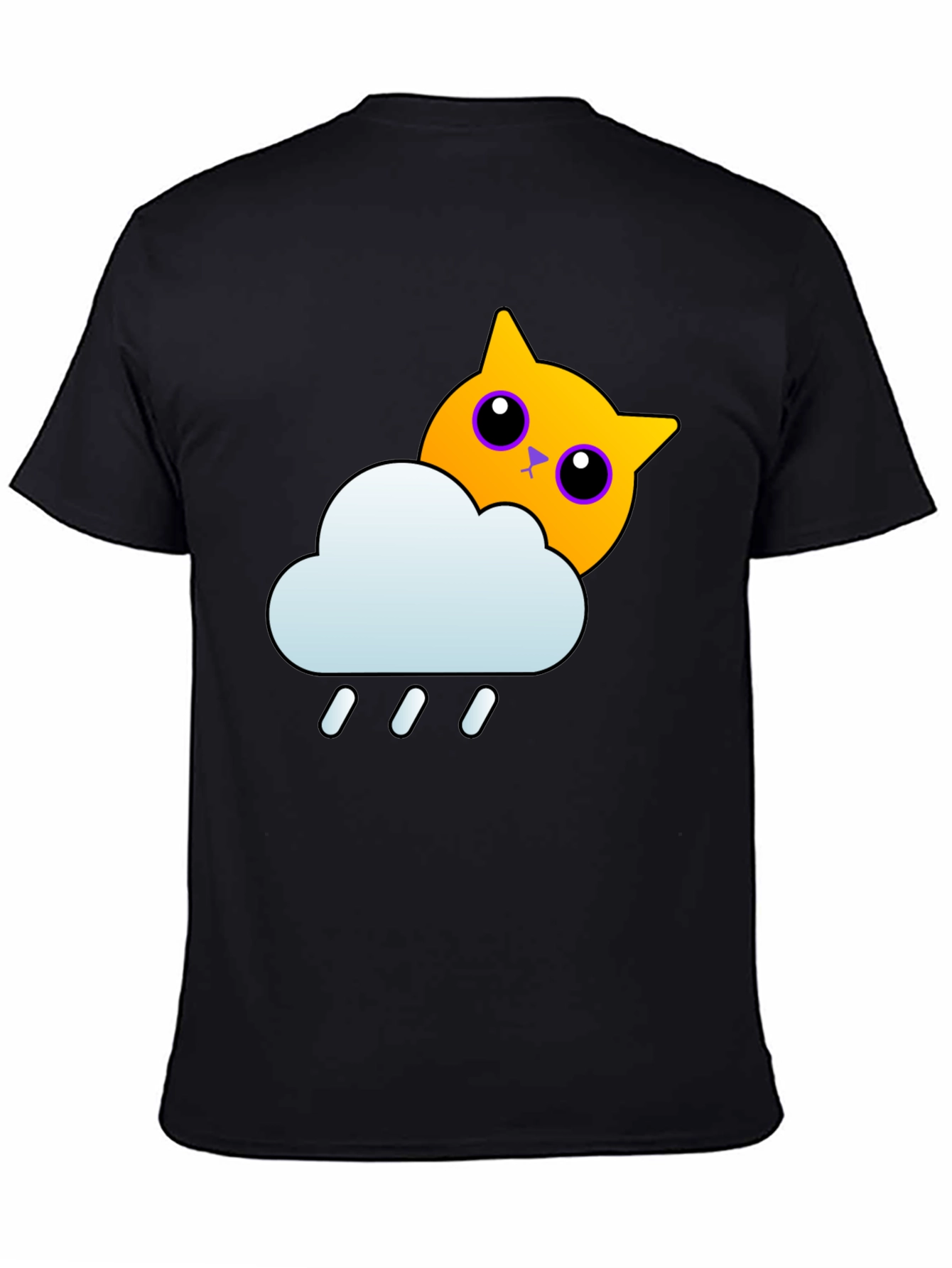 Rainy Cat Graphic Tee - Black T-Shirt