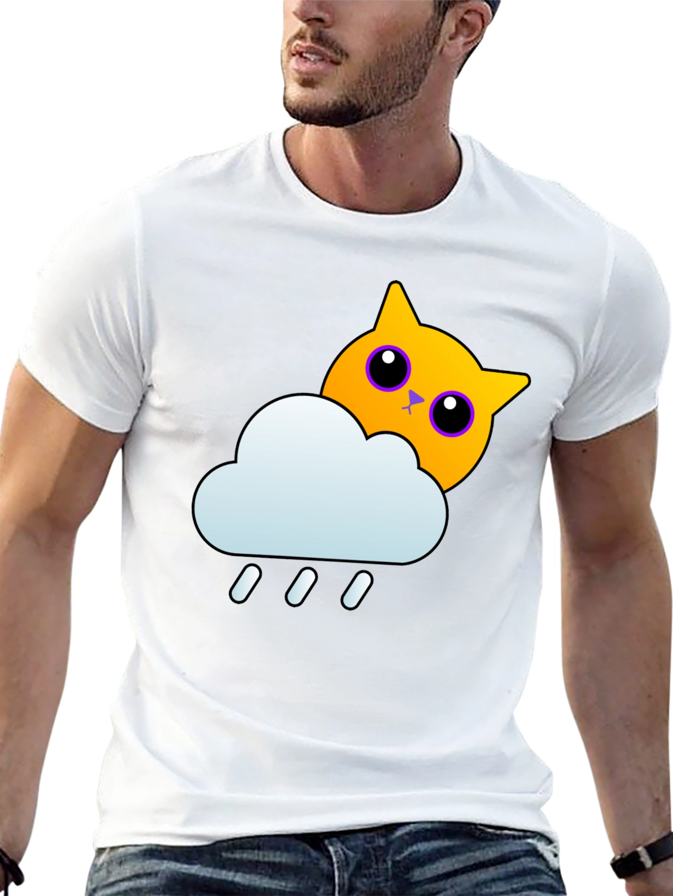 Rainy Cat Graphic Tee - Black T-Shirt