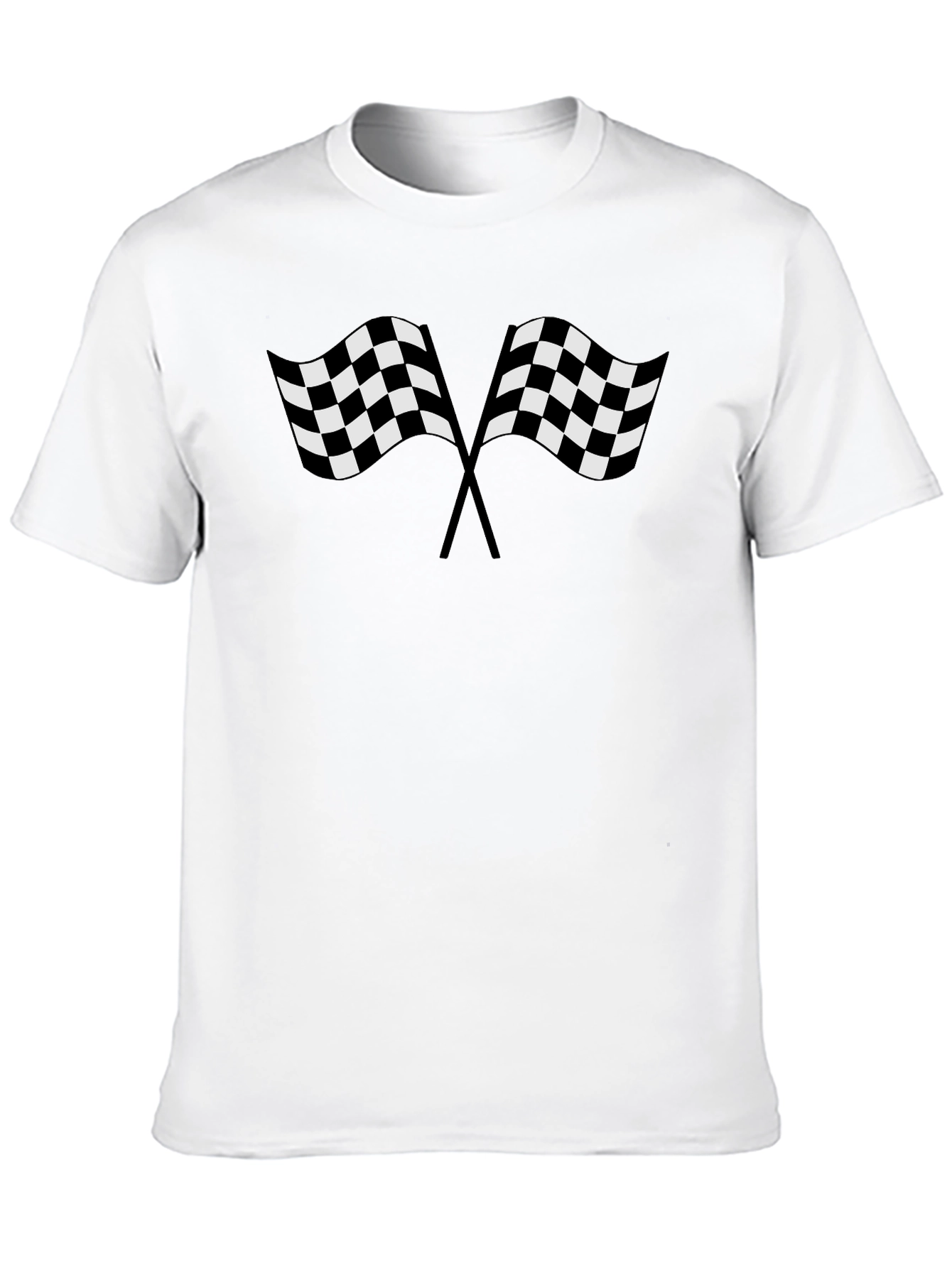Racing Flags Graphic Tee - Black Cotton T-Shirt