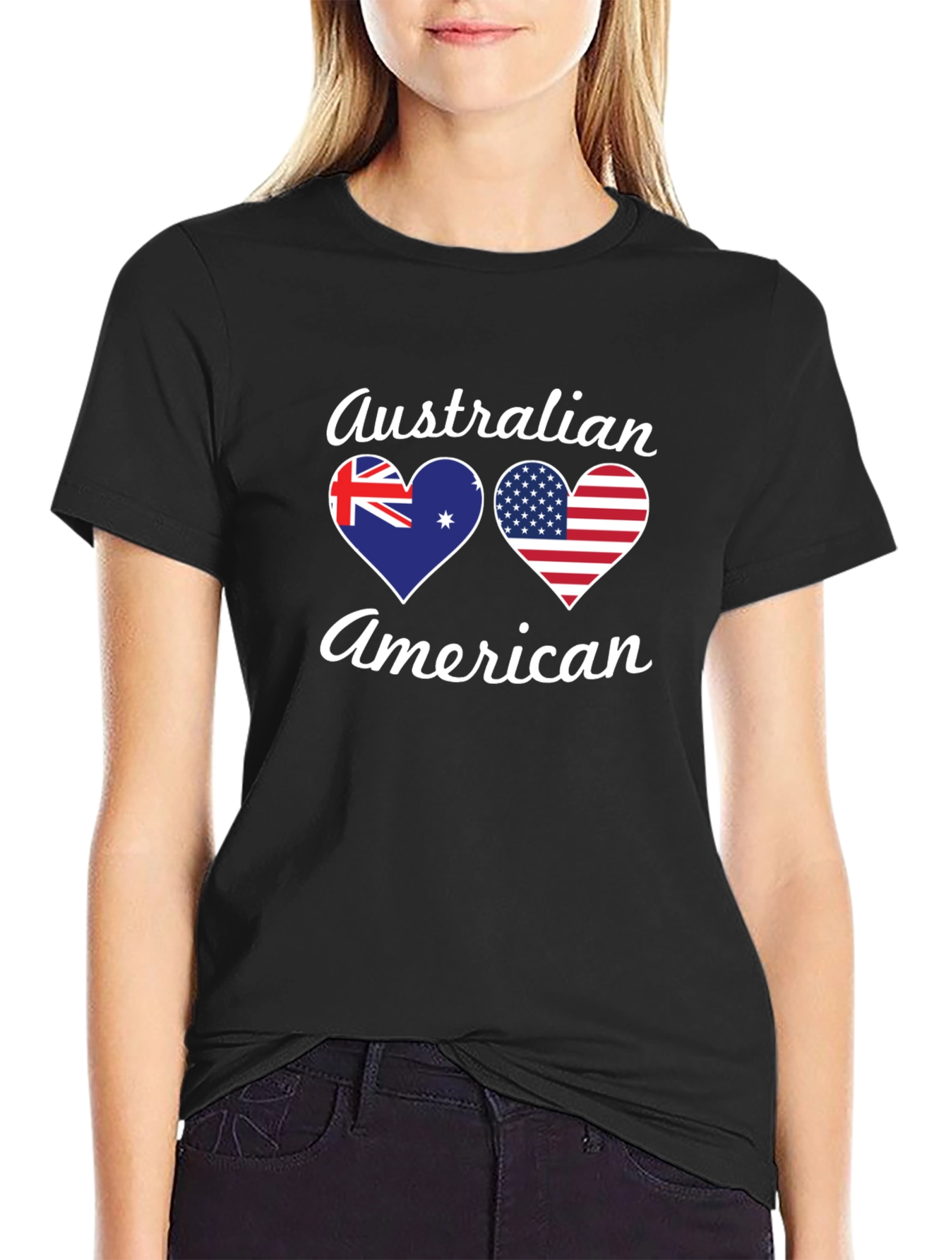 Australian American Flag Heart T-Shirt
