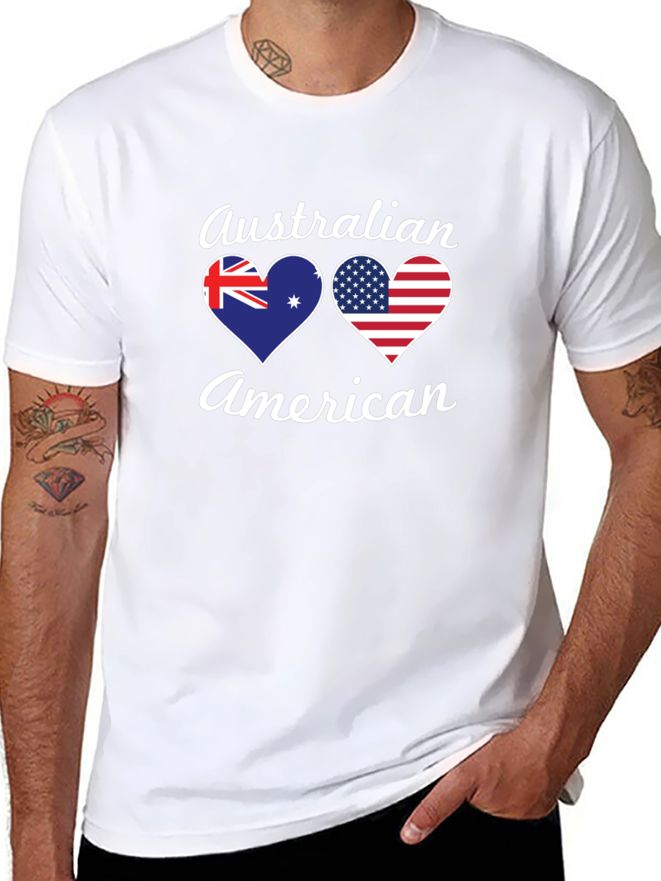 Australian American Flag Heart T-Shirt