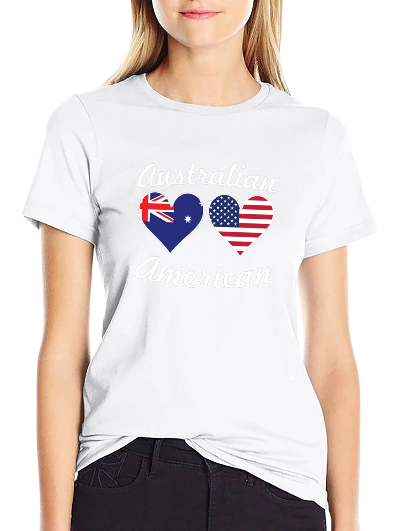 Australian American Flag Heart T-Shirt