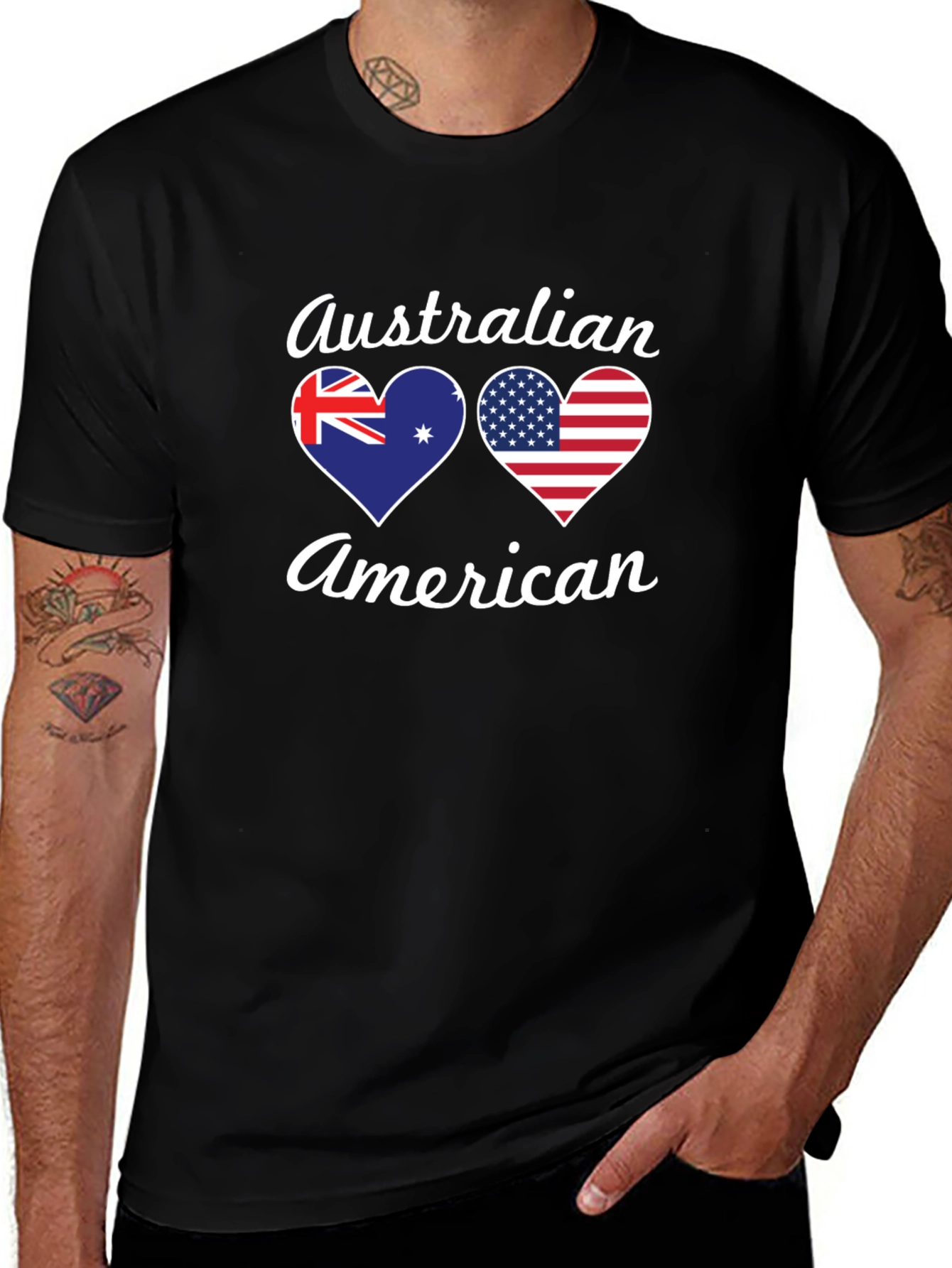Australian American Flag Heart T-Shirt