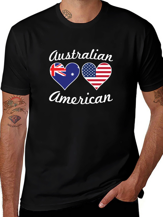 Australian American Flag Heart T-Shirt