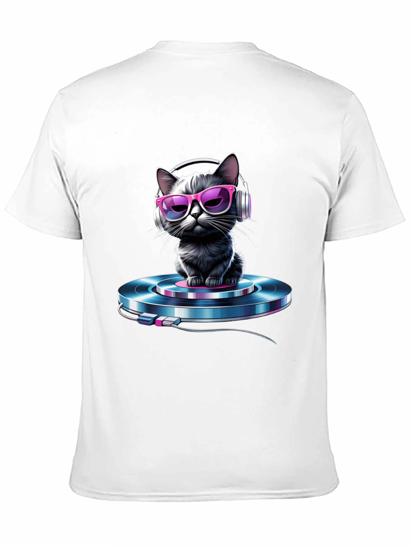 Cool Cat DJ T-Shirt - Black Graphic Tee