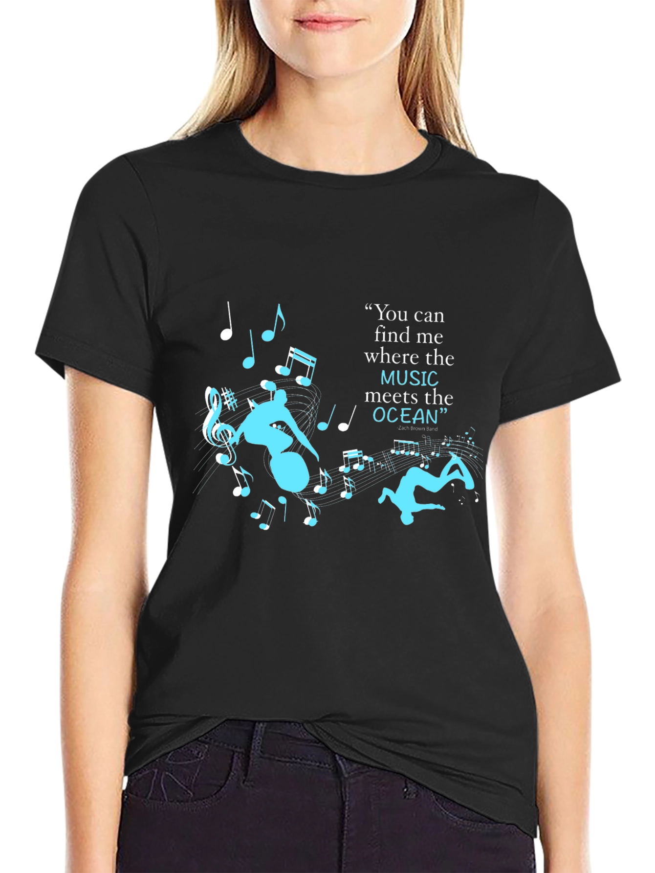 Music Meets the Ocean Graphic Tee - Black