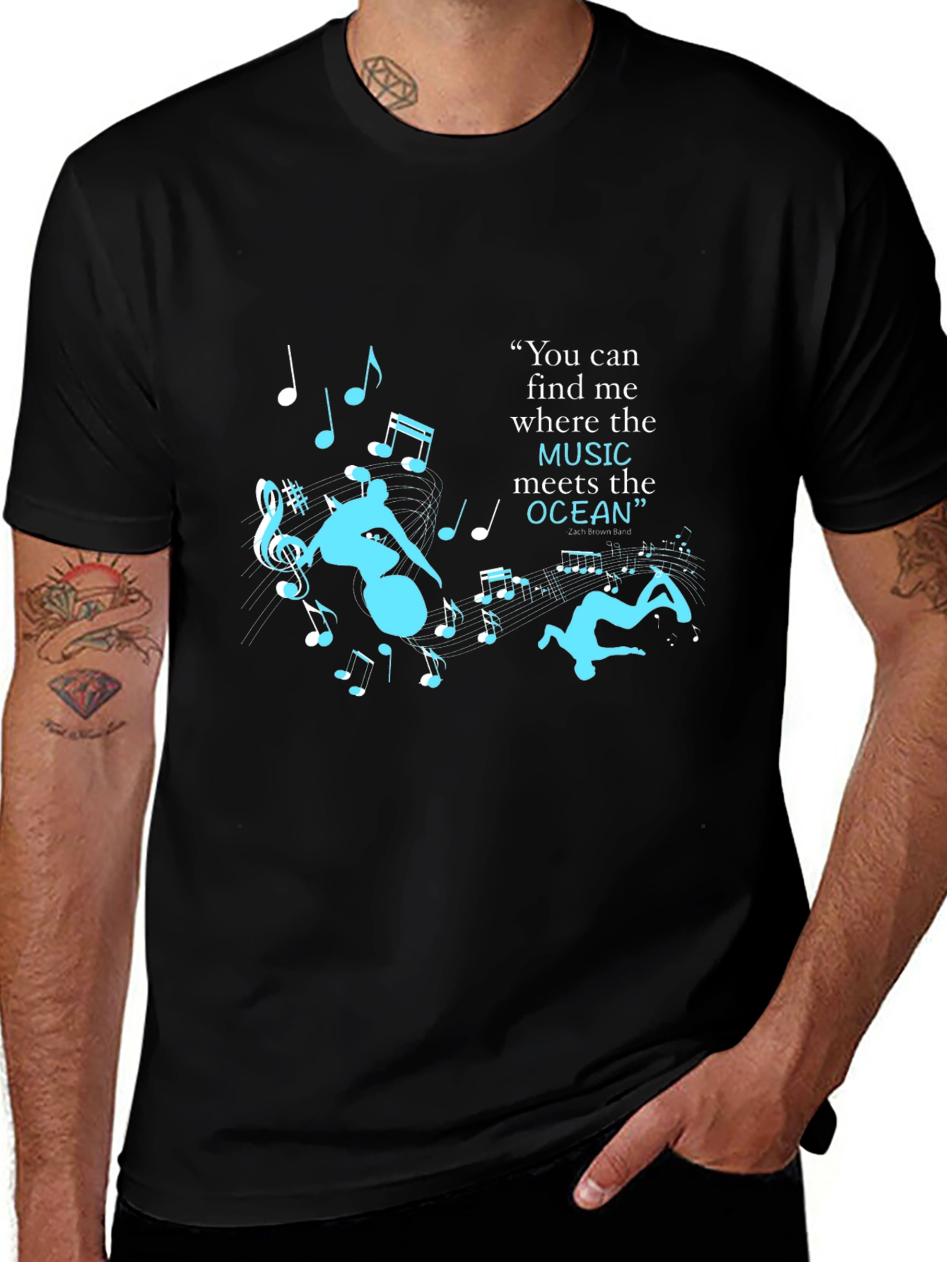 Music Meets the Ocean Graphic Tee - Black
