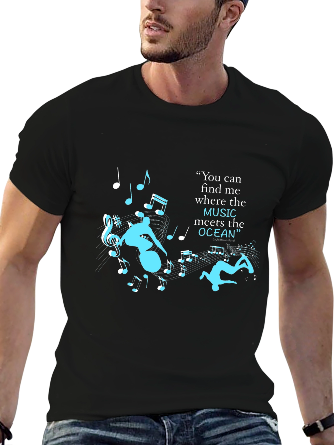 Music Meets the Ocean Graphic Tee - Black