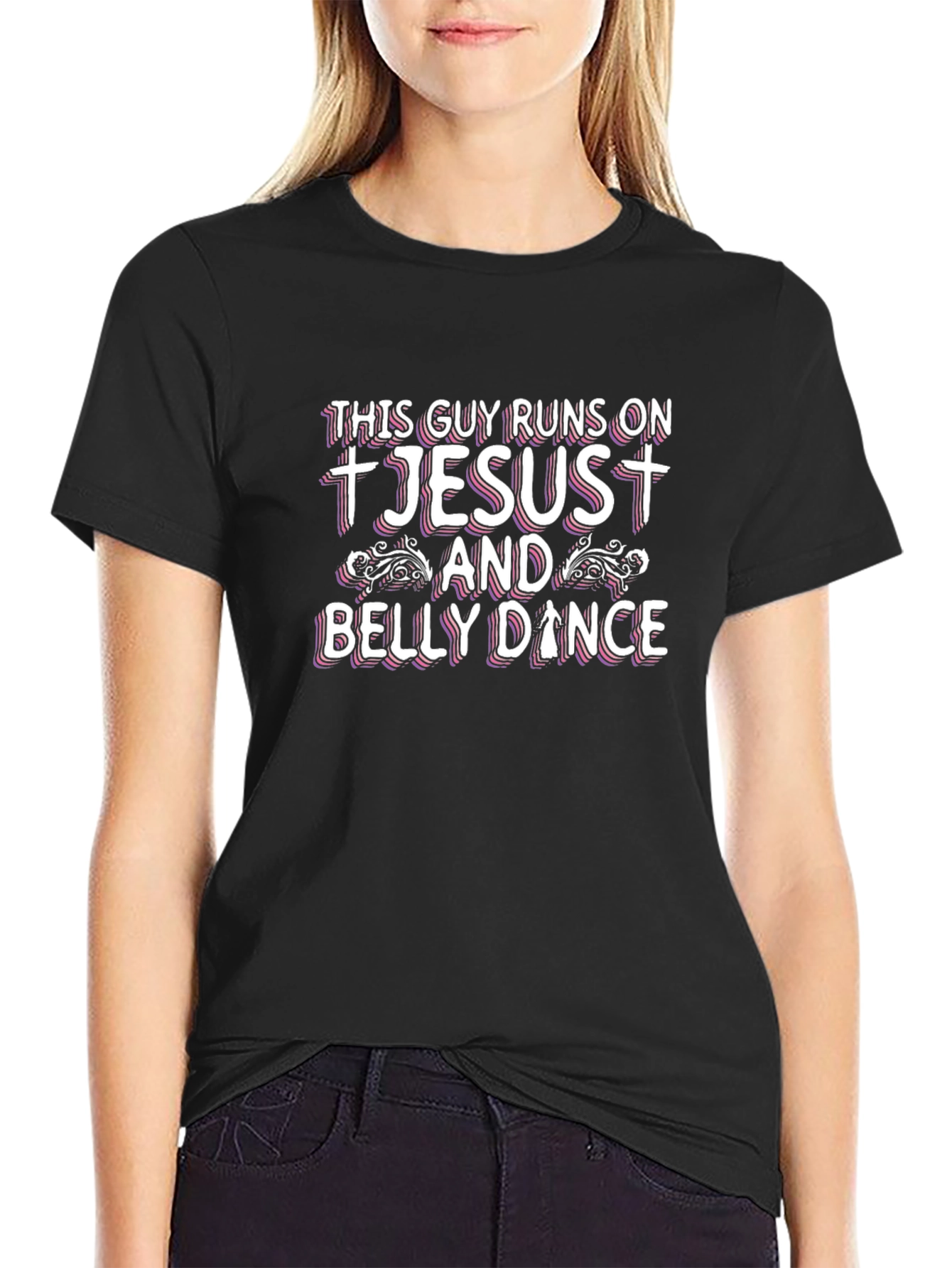 Jesus and Belly Dance Black Graphic Tee