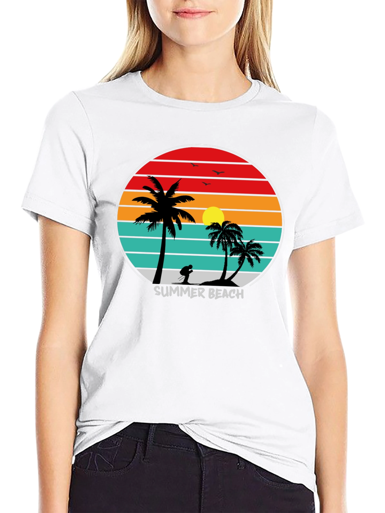 Summer Beach Sunset Palm Tree T-Shirt
