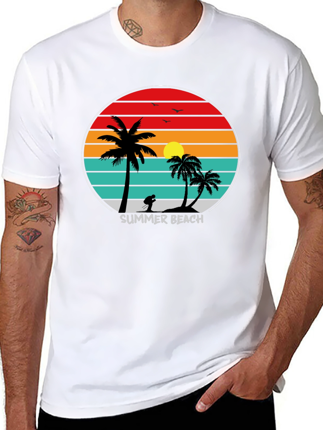 Summer Beach Sunset Palm Tree T-Shirt