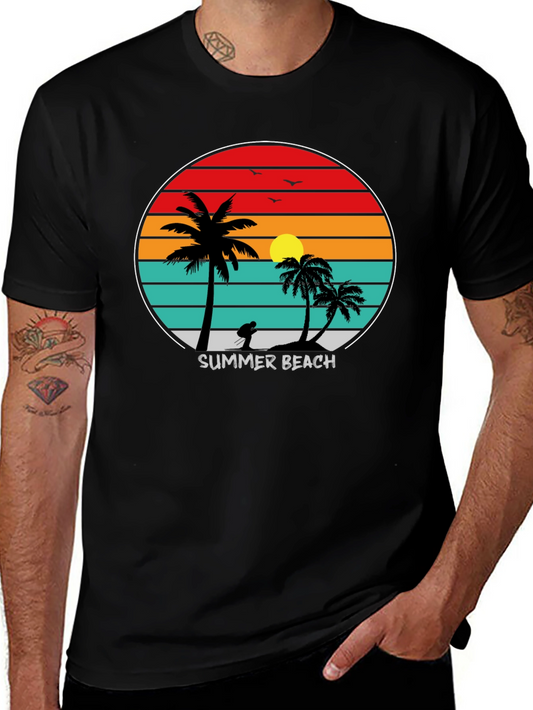 Summer Beach Sunset Palm Tree T-Shirt