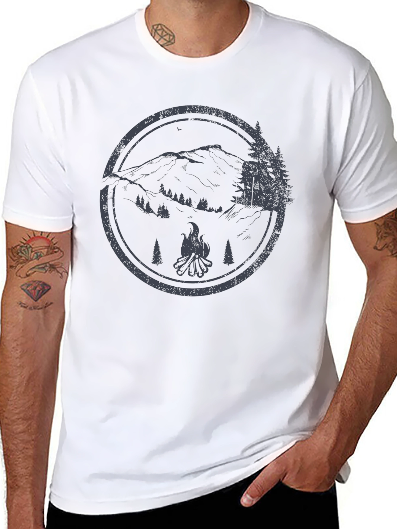 Mens Camping Graphic T-Shirt - Black