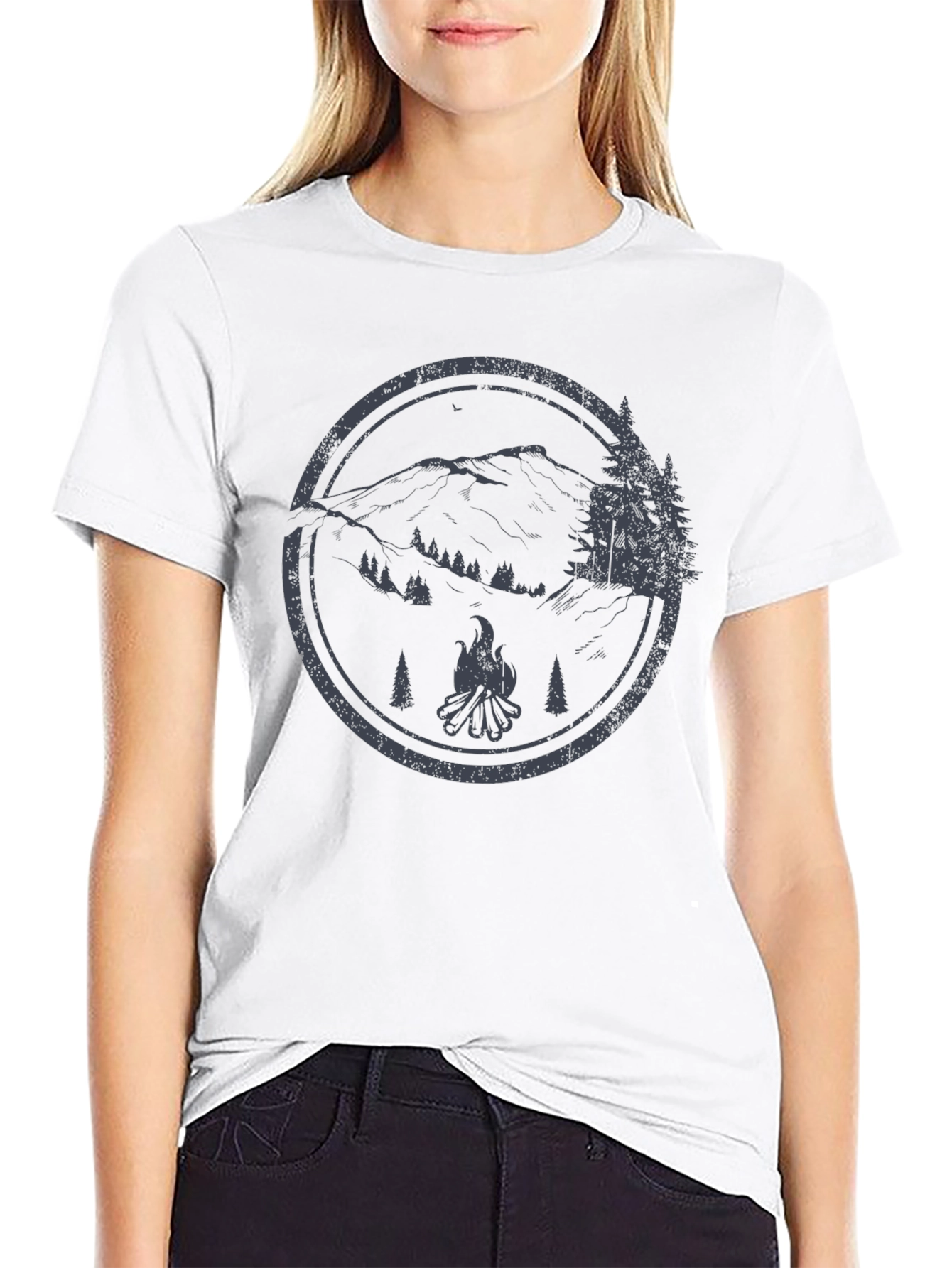 Mens Camping Graphic T-Shirt - Black