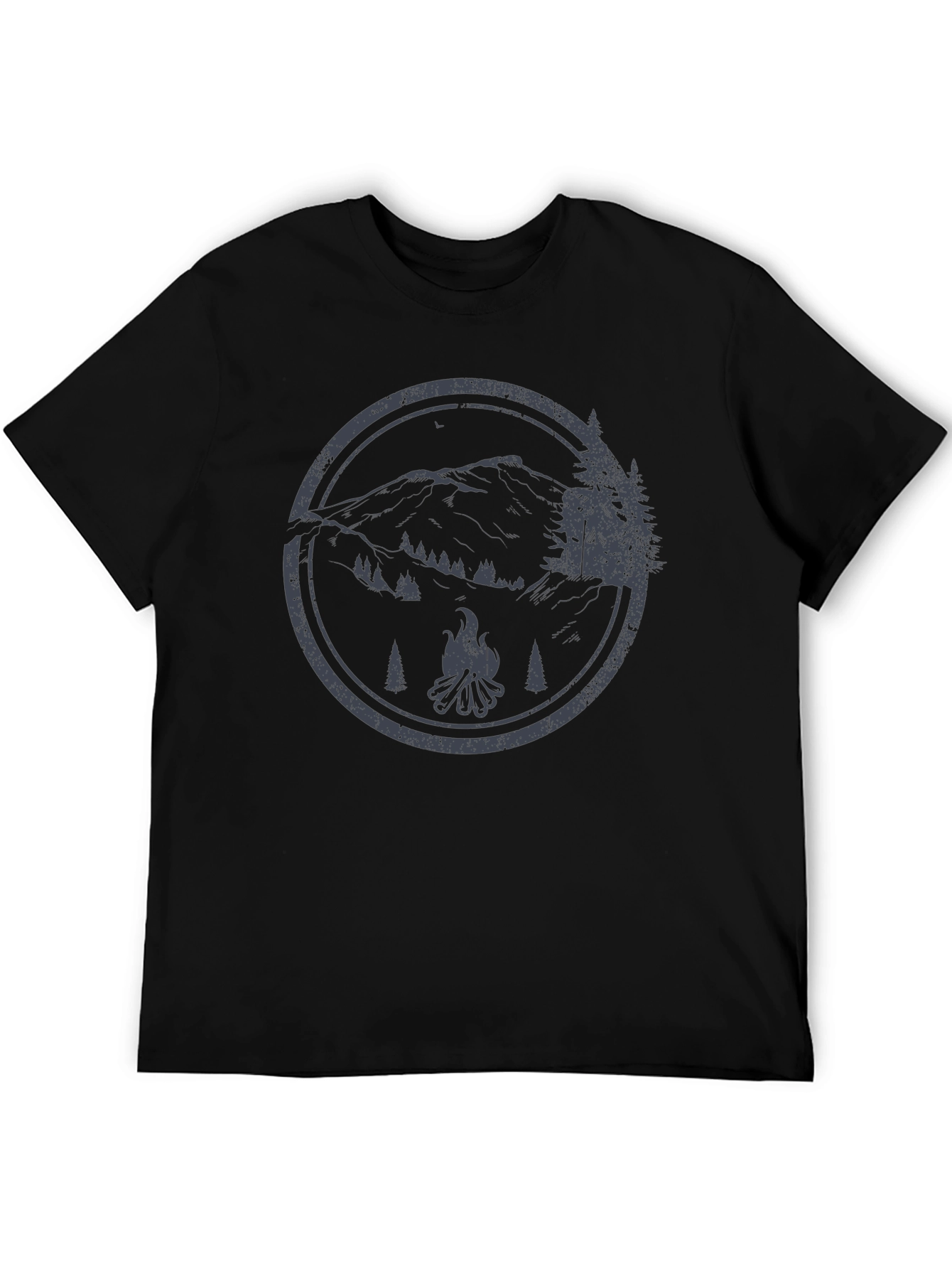 Mens Camping Graphic T-Shirt - Black