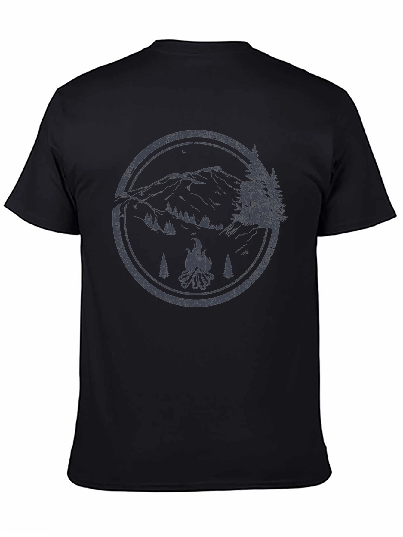 Mens Camping Graphic T-Shirt - Black