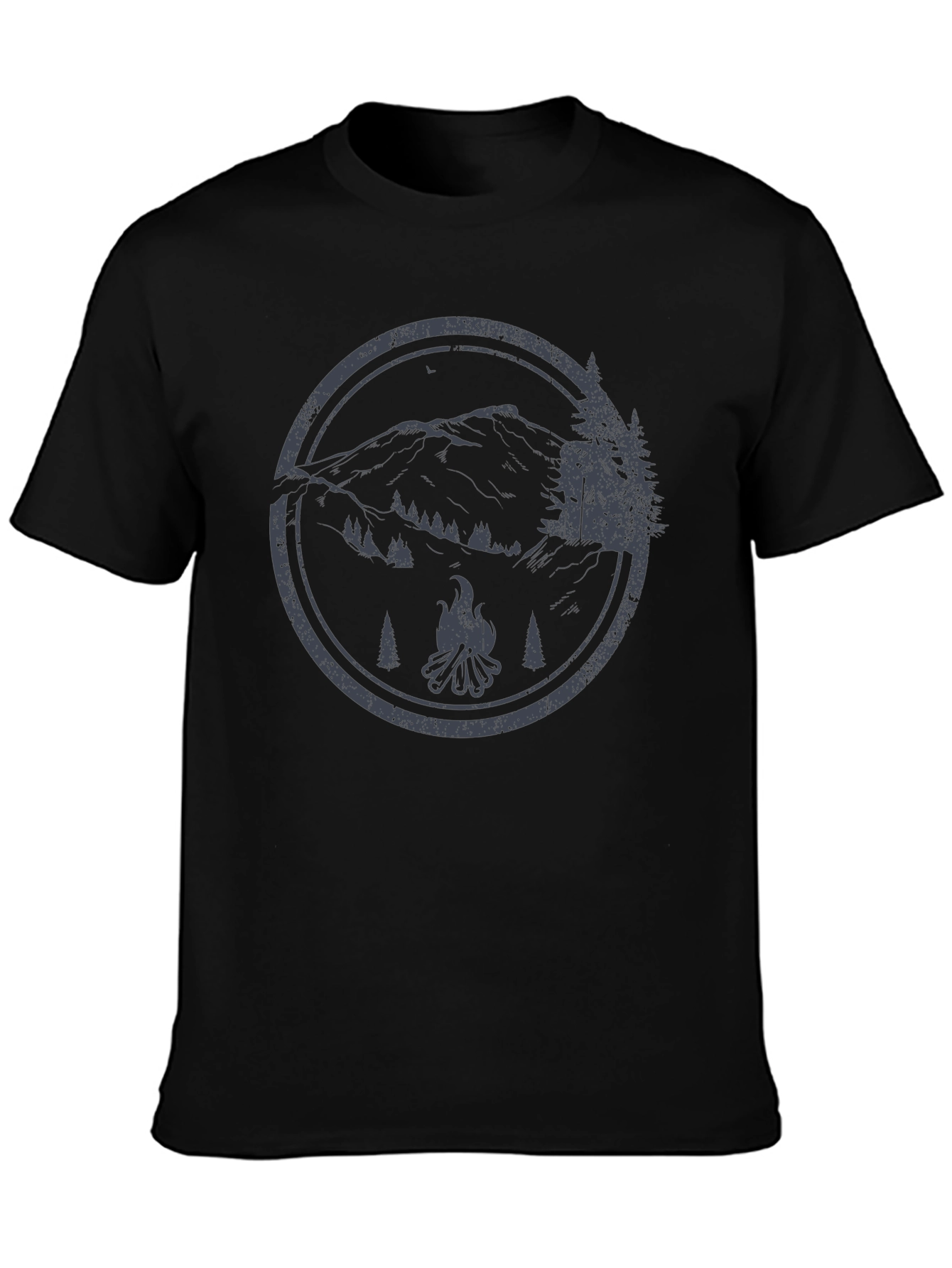 Mens Camping Graphic T-Shirt - Black