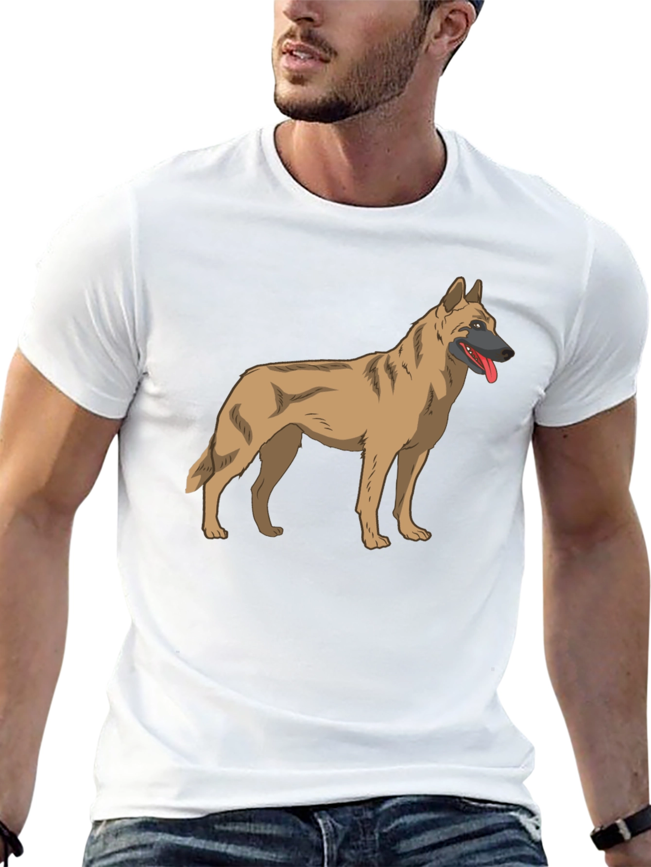 Malinois Dog Graphic Tee - Black Cotton T-Shirt