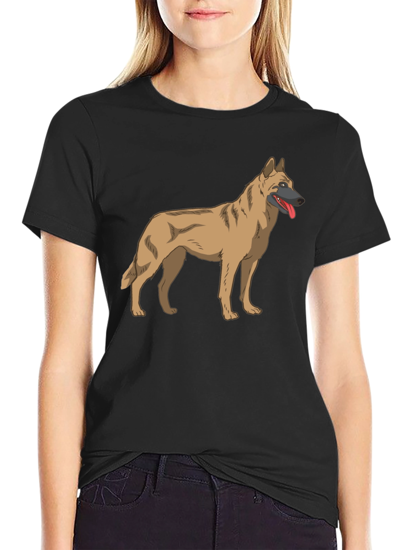 Malinois Dog Graphic Tee - Black Cotton T-Shirt