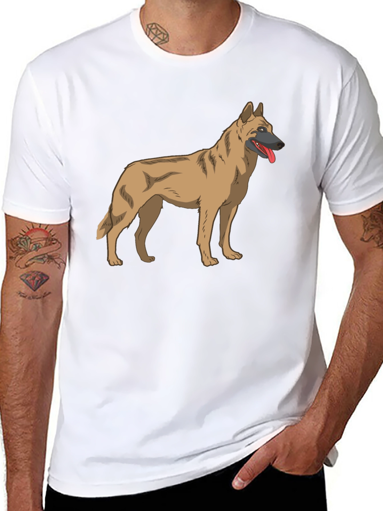 Malinois Dog Graphic Tee - Black Cotton T-Shirt